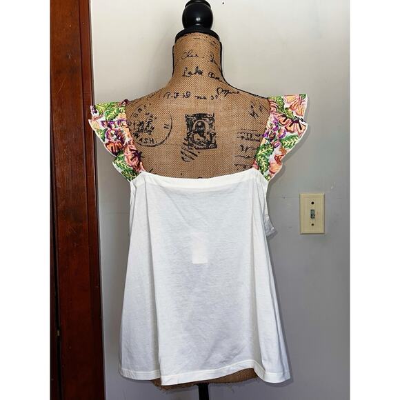 ANTHROPOLOGIE TINY IVORY MULIT COLOR FLORAL EMBROIDERED TOP NWT $98 XL - Picture 2 of 3